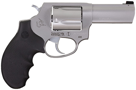 Taurus 2-60539NS 605 Defender Small 357 Mag/38 Special +P 5 Shot 3" Matte Stainless Steel Barrel, Cylinder  &  Frame, Hogue Finger Grooved Grip, Transfer Bar Safety, Exposed Hammer
