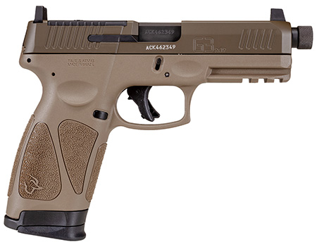 Taurus 1G3P941TAC G3  9mm Luger 17+1 4.50" Threaded Barrel, FDE Polymer Frame With Picatinny Acc. Rail, T.O.R.O Optic Cut Patriot Brown Cerakote Steel Slide, Re-Strike Capability, No Manual Safety