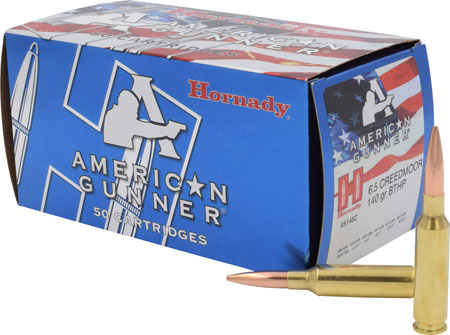 Hornady 81482 American Gunner  6.5Creedmoor 140gr Hollow Point Boat Tail 50 Per Box/10 Case
