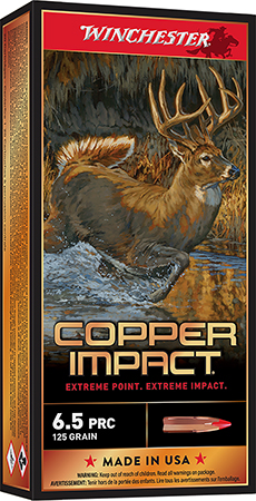 Winchester Ammo X65PCLF Copper Impact  6.5PRC 125gr Copper Extreme Point Lead Free 20 Per Box/10 Case