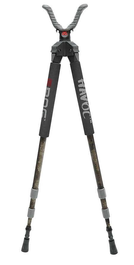Bog-Pod 1100484 Havoc  Bipod, Veil Alpine Green Finished Aluminum with Foam Grip, Rubber Feet, 360 Degree Pan, Quick-Change System  &  21-50" Vertical Adjustment