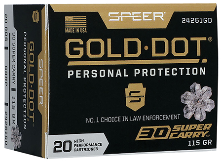 Speer 24261GD Gold Dot Personal Protection 30 Super Carry 115 gr Hollow Point 20 Per Box/ 10 Case