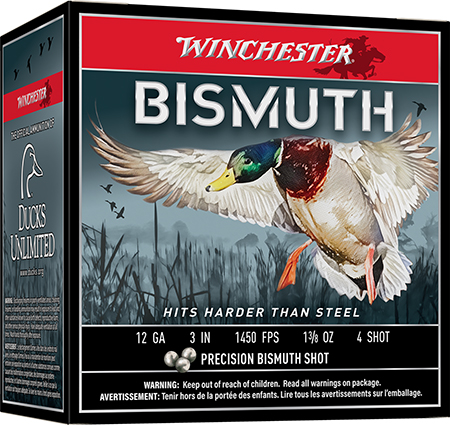 Winchester Ammo SWB1234 Bismuth  12Gauge 3" 1 3/8oz Tin Plated Bismuth 4Shot 25 Per Box/10 Case