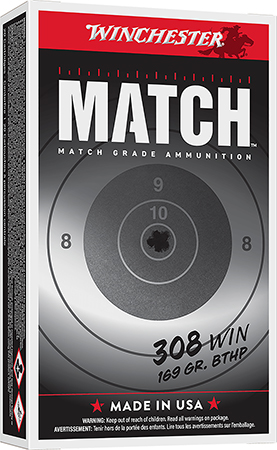 Winchester Ammo S308M2 Match Elite Marksman 308Win 169gr Sierra MatchKing BTHP 20 Per Box/10 Case
