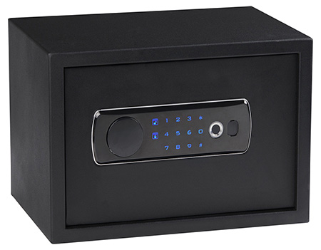 Bulldog BD5020 Duo w/Shelf Digital Keypad/Biometric/Key Entry Black Powder Coat Steel Holds 2 Handguns LED Keypad
