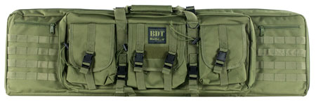 Bulldog BDT6037G BDT Tactical Double 37" Green Nylon, 3 Accessory Pockets, Deluxe Padded Backstraps Lockable Zippers, Padded Internal Divider