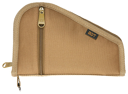 Bulldog BDT619T Deluxe Pistol Case With Pocket  &  Sleeve, Tan Water-Resistant Outer Shell, Impact-Resistant Padding, Heat-Resistant Quilted Lining 9"L x 6"H