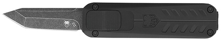 CobraTec Knives CALI929TBBLKTNS California 929TB 1.75" OTF Tanto Plain Stonewashed D2 Steel Blade/ Black Anodized Aluminum Handle Includes Pocket Clip/Pouch