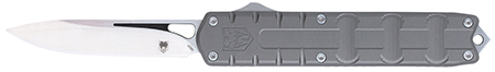 CobraTec Knives CTEGRYM390DNS Enforcer  3.25" OTF Drop Point Plain M390 Steel Blade/Gray Aluminum Handle