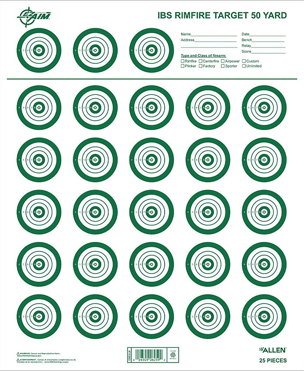 EZ-Aim 15582 Official IBS  Rimfire Target  Non-Adhesive White/Green 25 Pack