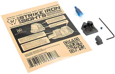 Strike Industries MP9SIGHTSSH Strike Iron Sights  Black/Blank Front Sight Black/Blank Rear Sight Smith  &  Wesson M & P/M & P M2.0 Suppressor Height