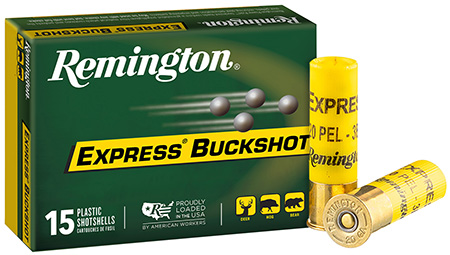 Remington Ammunition 26877 Express Buckshot 20Gauge 2.75" 3Buck Shot 15 Per Box/5 Case