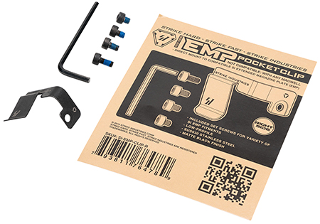Strike Industries EMPCLIPR Magazine Pocket Clip  Stainless Steel Black for SI EMP Mag Extension Right Hand