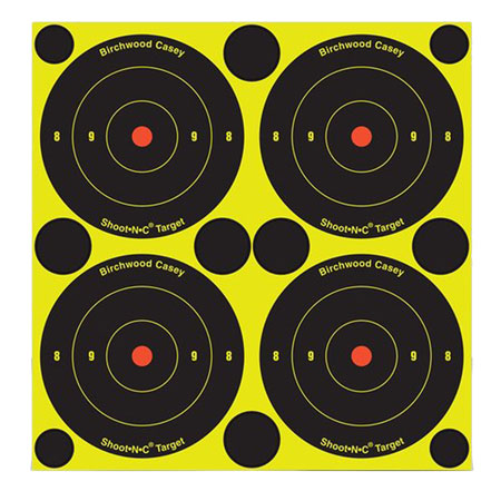 Birchwood Casey 34315 Shoot-N-C Reactive Target Self-Adhesive Paper Black/Yellow 3" Bullseye 12 Pack