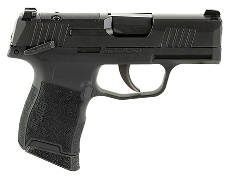 Sig Sauer 365380BSSMS P365  Micro-Compact 380 ACP 10+1 3.10" Black Carbon Steel Barrel, Black Nitron Optic Ready/Serrated Slide  &  Frame w/Sig Rail, Black Polymer Grips, Manual Safety, Right Hand