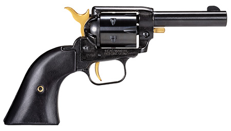 Heritage Mfg BK22B3-GLD Barkeep  22 LR 6 Shot, 3.60" Black Oxide Steel Barrel, Black Oxide w/Gold Controls Zinc Alloy Frame, Black Oxide Cylinder, Black Laminate Grip, Manual Safety, Exposed Hammer
