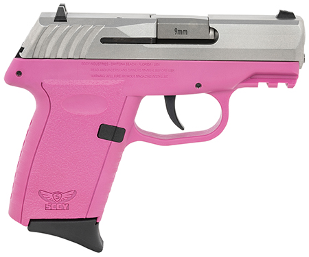 SCCY Industries CPX-2TTPKG3 CPX-2 Gen3 9mm Luger Caliber with 3.10" Barrel, 10+1 Capacity, Pink Finish Picatinny Rail Frame, Serrated Stainless Steel Slide, Polymer Grip  &  No Manual Thumb Safety