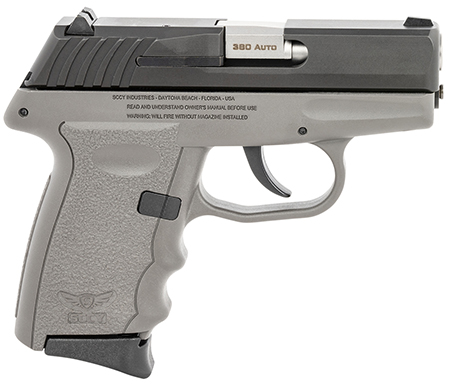 SCCY Industries CPX-3CBSG CPX-3  380 ACP 10+1 3.10" Sniper Gray Polymer Serrated Black Nitride SS Slide Finger Grooved Sniper Gray Polymer Grip