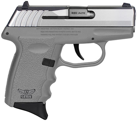 SCCY Industries CPX-3TTSG CPX-3  Sub-Compact Frame 380 ACP 10+1, 3.10" Stainless Quadlock Barrel, Serrated Stainless Steel Slide, Sniper Gray Polymer Frame w/Finger Grooves, No Safety, Right Hand