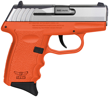 SCCY Industries CPX-3TTOR CPX-3  Sub-Compact Frame 380 ACP 10+1, 3.10" Stainless Quadlock Barrel, Serrated Stainless Steel Slide, Orange Polymer Frame w/Finger Grooves, No Safety, Right Hand