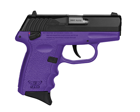 SCCY Industries CPX-4CBPU CPX-4  380 ACP 10+1 2.96" Purple Polymer Serrated Black Nitride SS Slide Finger Grooved Purple Polymer Grip