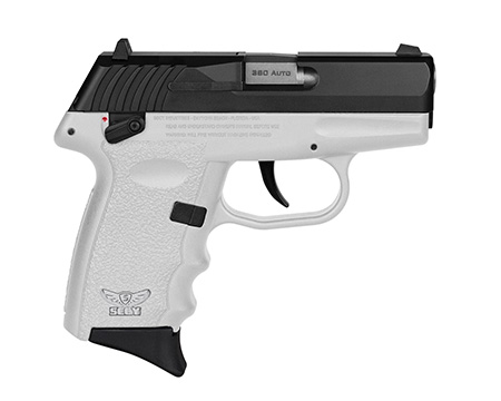 SCCY Industries CPX-4CBWT CPX-4  380 ACP 10+1 2.96" White Polymer Serrated Black Nitride SS Slide Finger Grooved White Polymer Grip