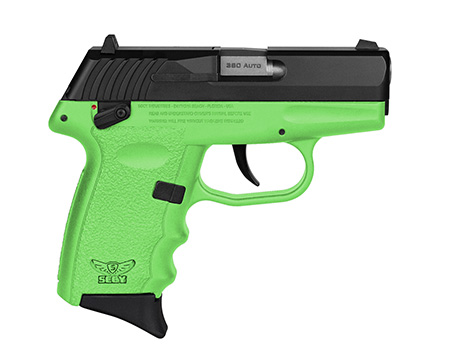 SCCY Industries CPX-4CBLG CPX-4  380 ACP 10+1 2.96" Lime Green Polymer Serrated Black Nitride SS Slide Finger Grooved Lime Green Polymer Grip