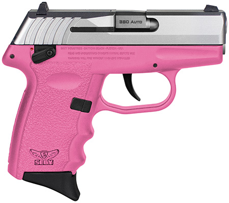 SCCY Industries CPX-4TTPK CPX-4  380 ACP 10+1 2.96" Pink Polymer Serrated SS Slide Finger Grooved Pink Polymer Grip