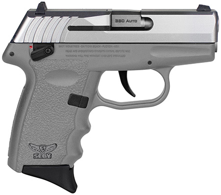 SCCY Industries CPX-4TTSG CPX-4  380 ACP 10+1 2.96" Sniper Gray Polymer Serrated SS Slide Finger Grooved Sniper Gray Polymer Grip