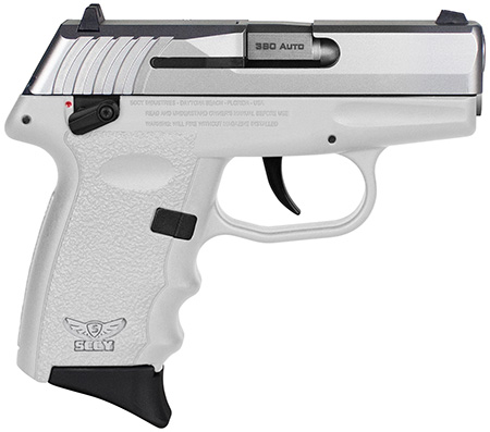 SCCY Industries CPX-4TTWT CPX-4  380 ACP 10+1 2.96" White Polymer Serrated SS Slide Finger Grooved White Polymer Grip
