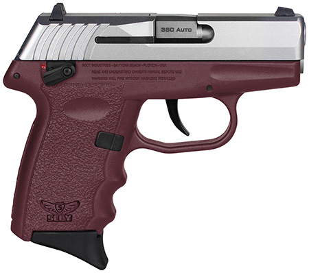 SCCY Industries CPX-4TTCR CPX-4  380 ACP 10+1 2.96" Crimson Red Polymer Serrated SS Slide Finger Grooved Crimson Red Polymer Grip