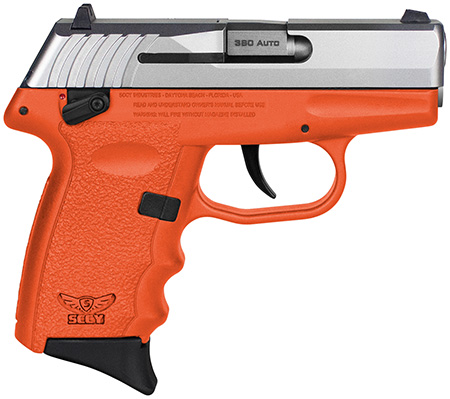 SCCY Industries CPX-4TTOR CPX-4  380 ACP 10+1 2.96" Orange Polymer Serrated SS Slide Finger Grooved Orange Polymer Grip