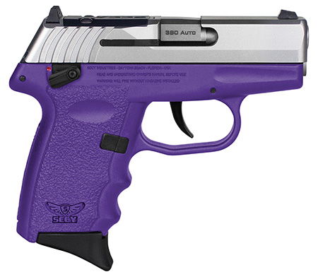 SCCY Industries CPX4TTPURDRG3 CPX-4 RD 380 ACP 10+1 2.96" Purple Polymer/Serrated Stainless Steel Slide/Finger Grooved Purple Polymer Grip