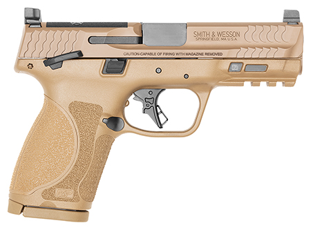 Smith  &  Wesson 13573 M & P M2.0  Compact 9mm Luger 15+1 4" Stainless Steel Barrel  &  Optic Cut/Serrated Stainless Steel Slide, Flat Dark Earth Polymer Frame w/Picatinny Rail