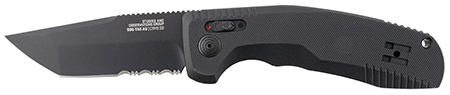 S.O.G SOG15380457 SOG-TAC Auto 3.43" Folding Tanto Part Serrated Black TiNi Cryo D2 Steel Blade Black Micro-Textured Anodized Aluminum Handle Includes Pocket Clip