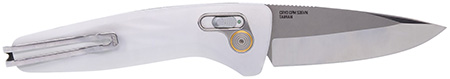 S.O.G SOG15730257 One-Zero Auto 3.10" Folding Plain Satin/Polished CPM S35VN SS Blade/ White Sculpted Aluminum Handle