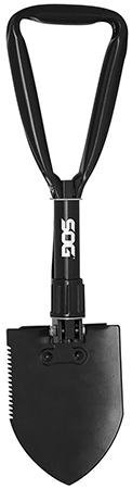 S.O.G SOGF08N Entrenching Tool  Folding Shovel Plain/Serrated Blade Black Powder Coated High Carbon Steel Handle 18.25" Long Includes Sheath