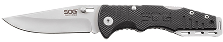 S.O.G SOGFF1001C Salute Mini 3.10" Folding Clip Point Plain Bead Blasted 8Cr13MoV SS Blade Black G10 Handle Includes Pocket Clip