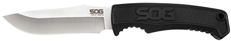 S.O.G SOGFK1001CP Field  4" Fixed Clip Point Plain Satin 7Cr17MoV SS Blade Black TPR Handle Includes Sheath