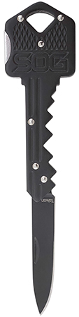 S.O.G SOGKEY101 Key  1.50" Folding Plain Drop Point Black Hardcased 5Cr13MoV SS Blade/Black Stainless Steel Handle