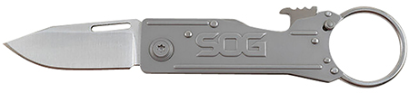 S.O.G SOG-KT1001-C KeyTron  1.80" Folding Plain Clip Point Grey 5Cr13MoV SS Blade/ Grey Stainless Steel Handle
