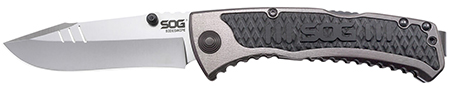 S.O.G SOG-SW1011-C Sideswipe  3.40" Folding Clip Point Plain Bead Blasted 7Cr15MoV SS Blade Gray Anodized Aluminum/G10 Handle Includes Belt Clip