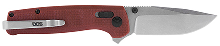 S.O.G SOGTM1023BX Terminus XR 2.95" Folding Clip Point Plain Stonewashed D2 Steel Blade Crimson Textured G10 Handle Features Box Packaging Includes Pocket Clip