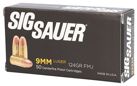 Sig Sauer E9MMB250 Elite Ball  9mmLuger 124gr Full Metal Jacket 50 Per Box/20 Case
