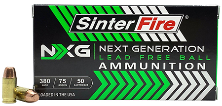 SinterFire Inc SF38075NXG Next Generation (NXG)  380ACP 75gr Lead Free Ball 50 Per Box/20 Case
