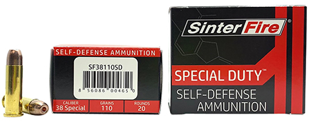 SinterFire Inc SF38110SD Special Duty (SD)  38Special 110gr Lead Free Frangible Hollow Point 20 Per Box/10 Case