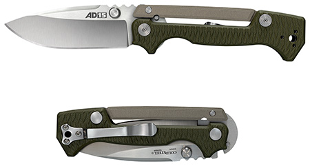Cold Steel CS58SQ AD-15  3.50" Folding Plain Spear Point S35VN SS Blade/Black Scales Aluminum/G10 Handle