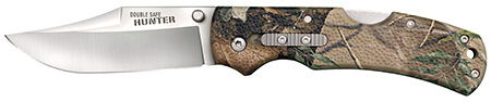 Cold Steel CS23JE Double Safe Hunter 3.50" Folding Clip Point Plain Satin 8Cr13MoV SS Blade/ Camo GFN Handle Includes Pocket Clip