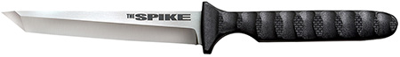 Cold Steel CS-53NCT Spike  4" Fixed Tanto Plain Cryo 4116 SS Blade/Black Scalloped Griv-Ex Handle Includes Bead Chain Lanyard/Sheath