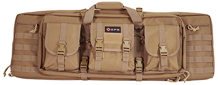 GPS Bags DRC36FDE Double Rifle Case 36" Flat Dark Earth 600D Polyester w/ 2 Padded Pistol Sleeves MOLLE Webbing  &  Lockable Zippers